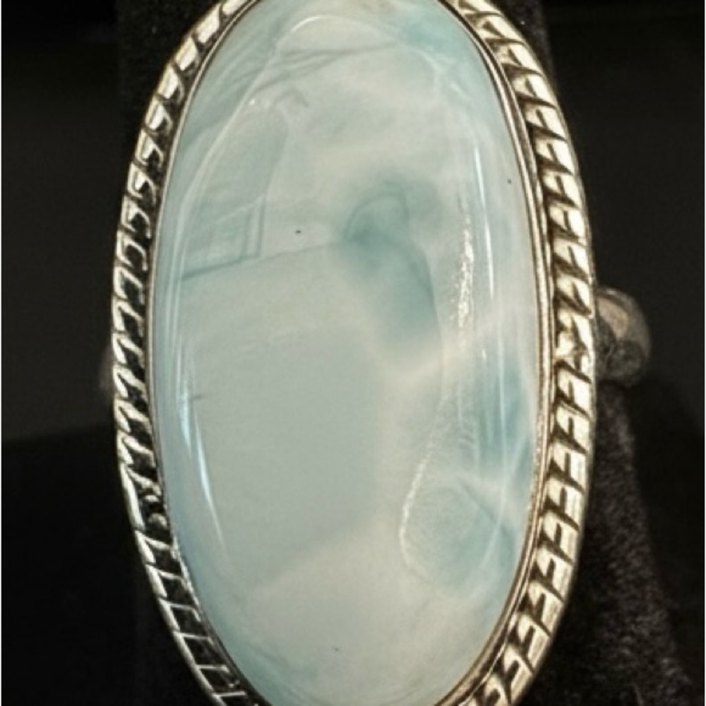 Elegant sterling Silver and Blue larimar Ring‎